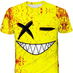 Boys' Happy Face Graphic T Shirt Short Sleeve Tee for Summer Fun