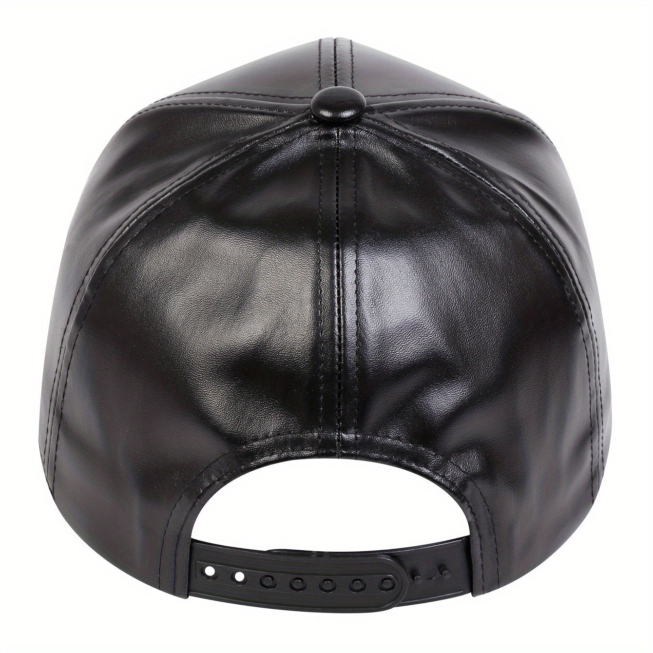 Men's PU Leather Baseball Cap Adjustable Sun Hat Hip Hop Trucker Hat