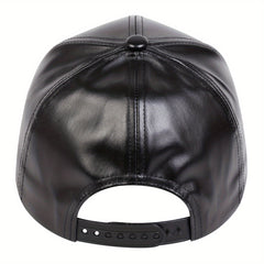 Men's PU Leather Baseball Cap Adjustable Sun Hat Hip Hop Trucker Hat