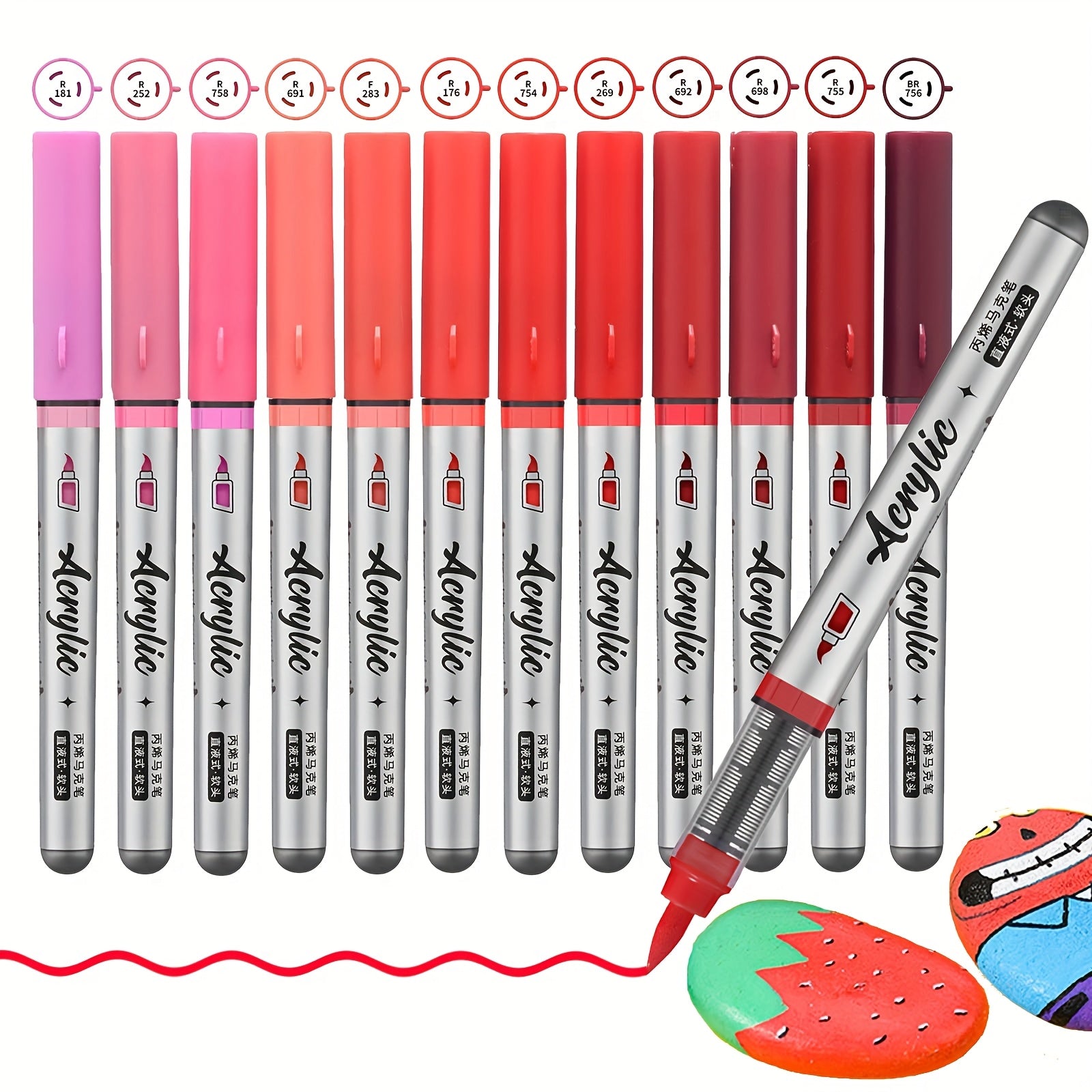 Acrylic Markers Set 12 Art Markers Brush Tip Acrylic Painter marker