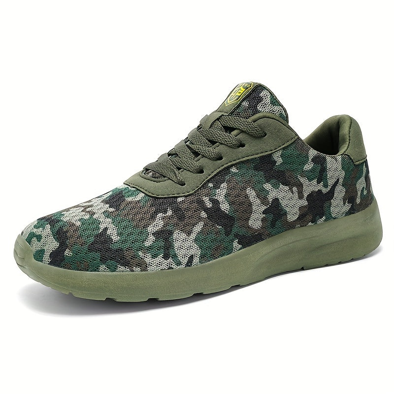 Men's Camo Lace-up Sneakers Breathable Athletic Shoes