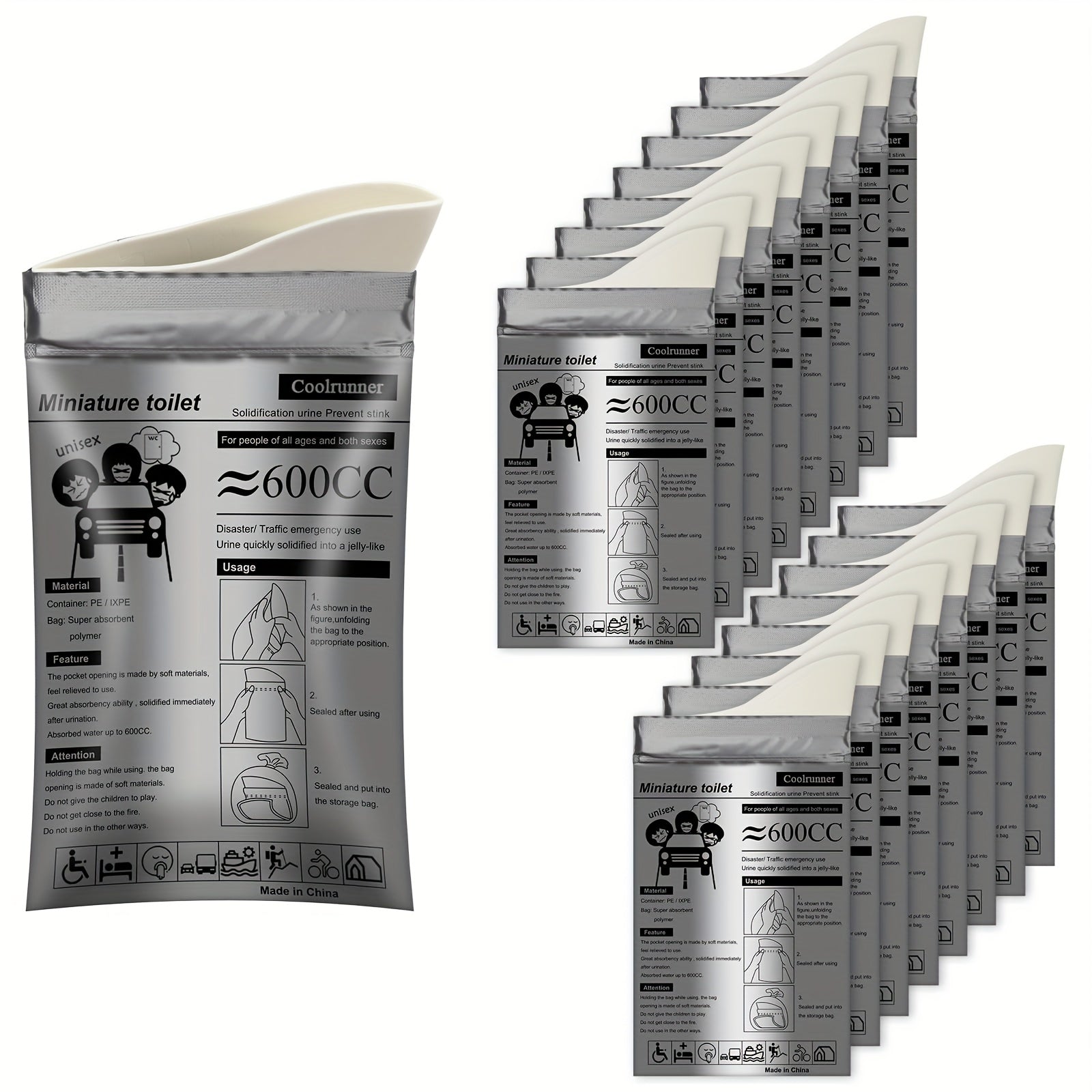 20pcs Camping Pee Bags Disposable Urinals & Vomiting Bags For Travel Emergency