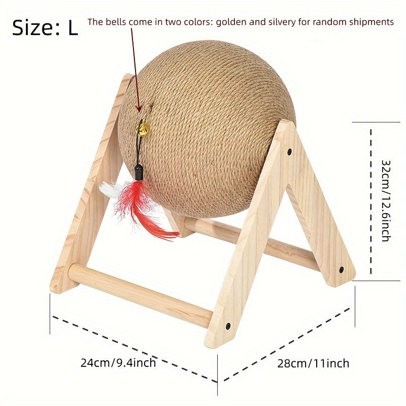 Cat Scratching Pad With Bell Wooden Cat Claw Grinding Toy