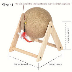 Cat Scratching Pad With Bell Wooden Cat Claw Grinding Toy