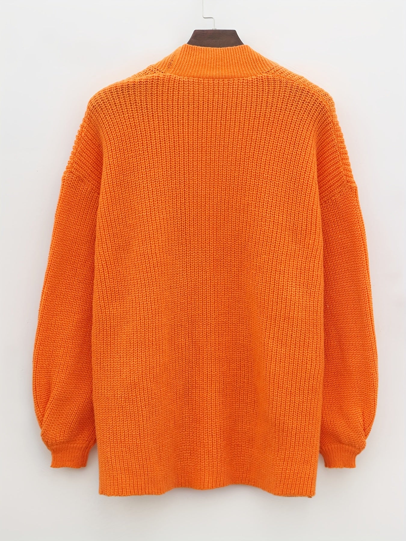 Casual Cardigan Solid Lantern Sleeve Open Front Long Cardigan