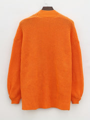 Casual Cardigan Solid Lantern Sleeve Open Front Long Cardigan