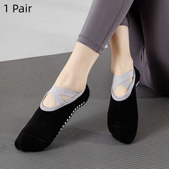Women's Yoga Socks Non Slip Cross Strap Sports Socks
