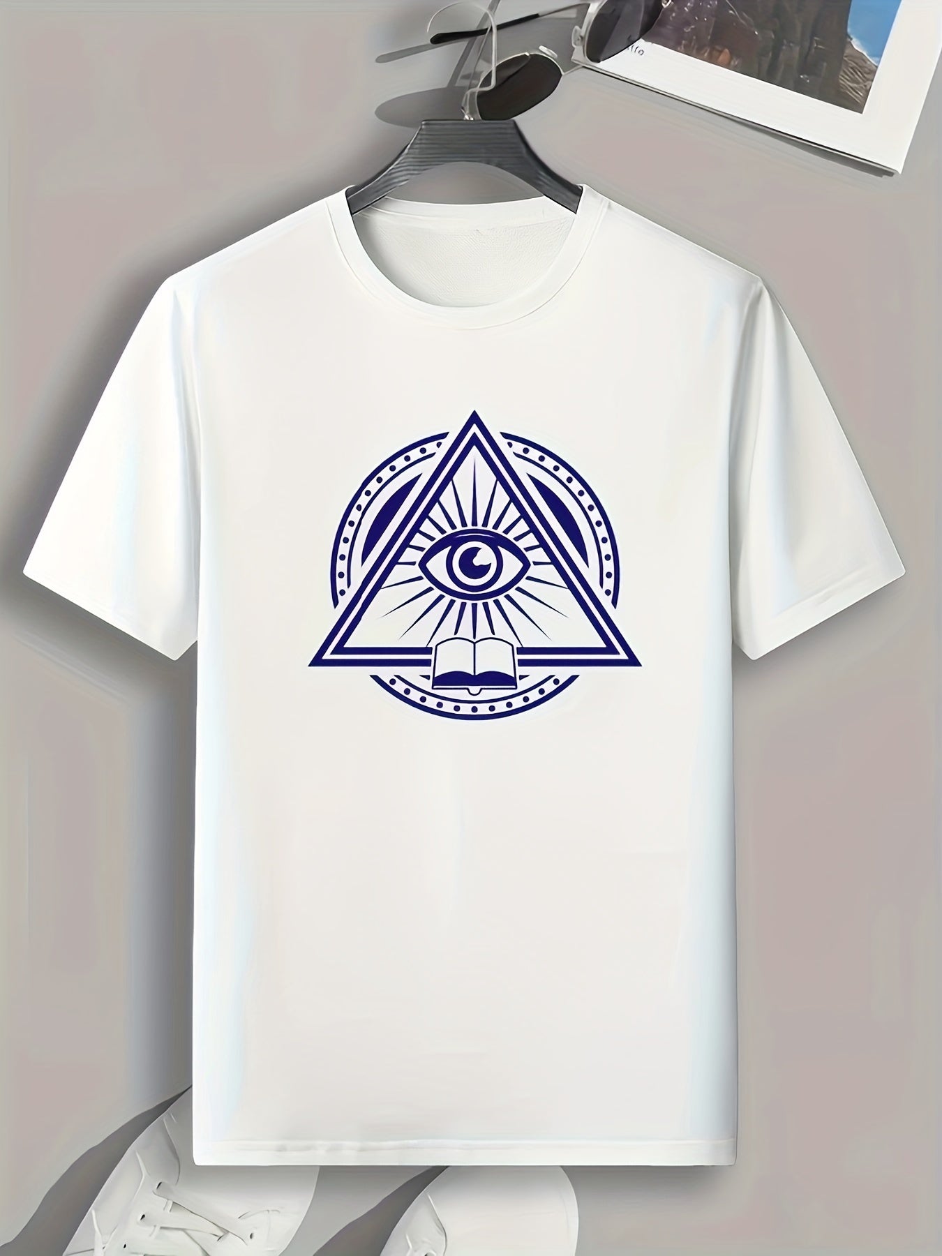 Triangle Eye Pattern Print Men's Comfy Sports T shirt Graphic Tee