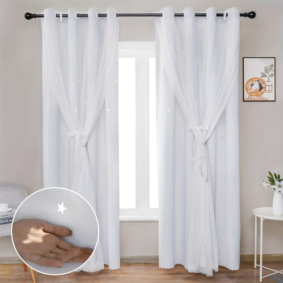 Modern Hollow Out Star Window Yarn Curtains