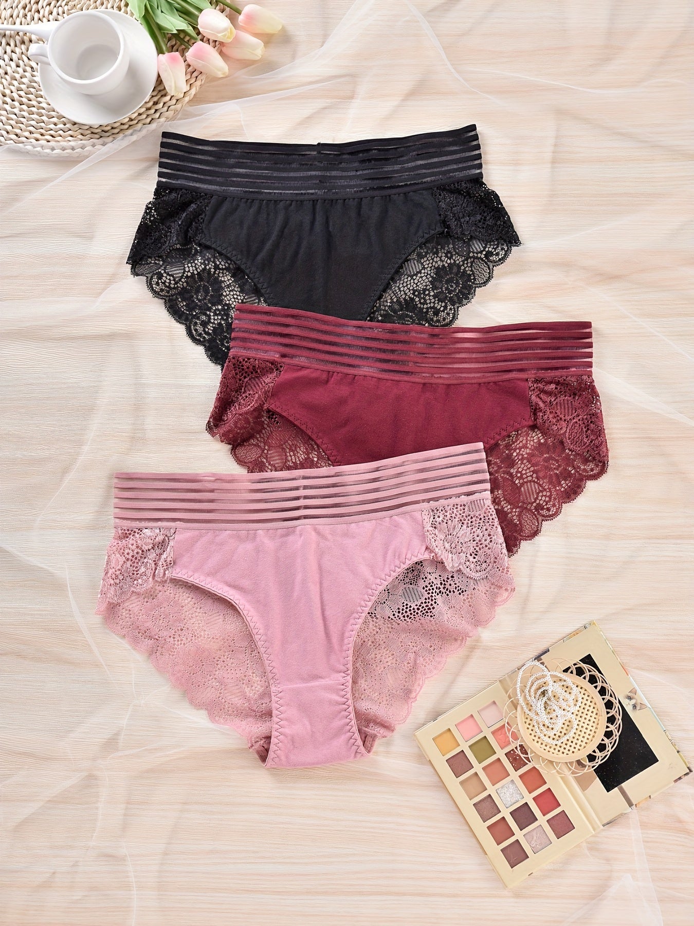 3 Pack Plus Size Underwear Set Women's Plus Lace Underwear Set