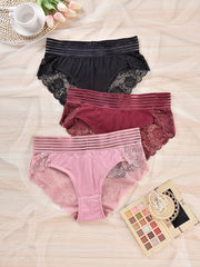 3 Pack Plus Size Underwear Set Women's Plus Lace Underwear Set