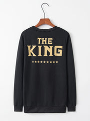 Letter and Star Print Crew Neck Sweatshirt