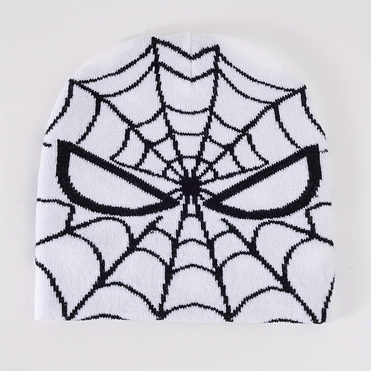 Y2K Spider Web Jacquard Beanie Gothic Knit Skull Cap Hip Hop Halloween
