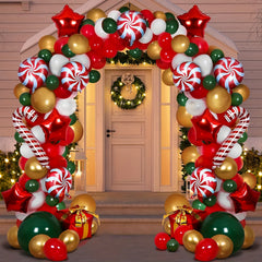 225pcs Christmas Balloon Garland Arch Kit - Candy, Cane, Latex, Star Balloons