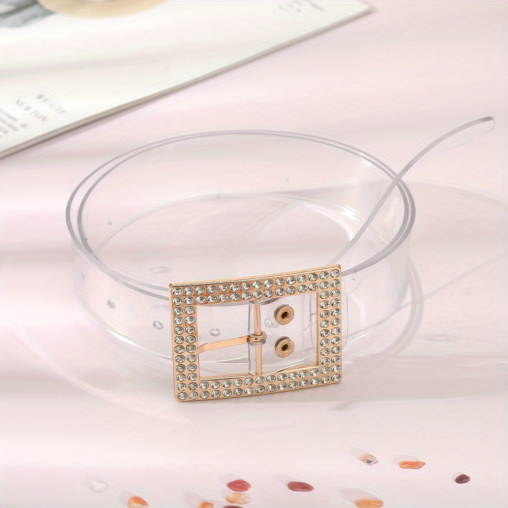 Stylish Rhinestone Eyelet Belt with Buckle for Women