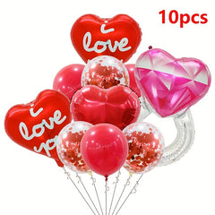 10pcs Rose Ring Shaped Balloons - Love Aluminum Film Balloons Set for Confetti