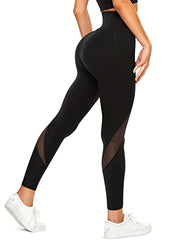 Breathable Mesh Side Pockets Yoga Leggings High Elastic Sports Fitness Pants