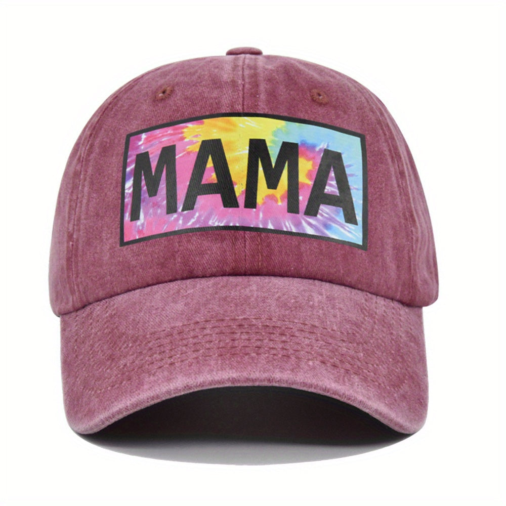 MAMA Graffiti Print Baseball Cap Distressed Cotton Dad Hats