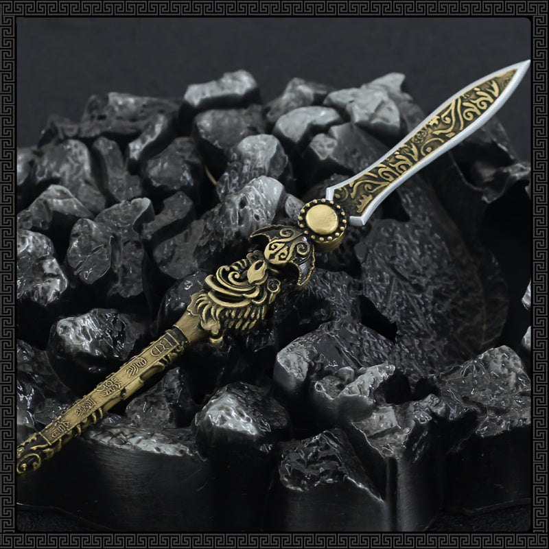 Mini Lance Halberd Spear Pendant Key Chain Weapon Model Pendant