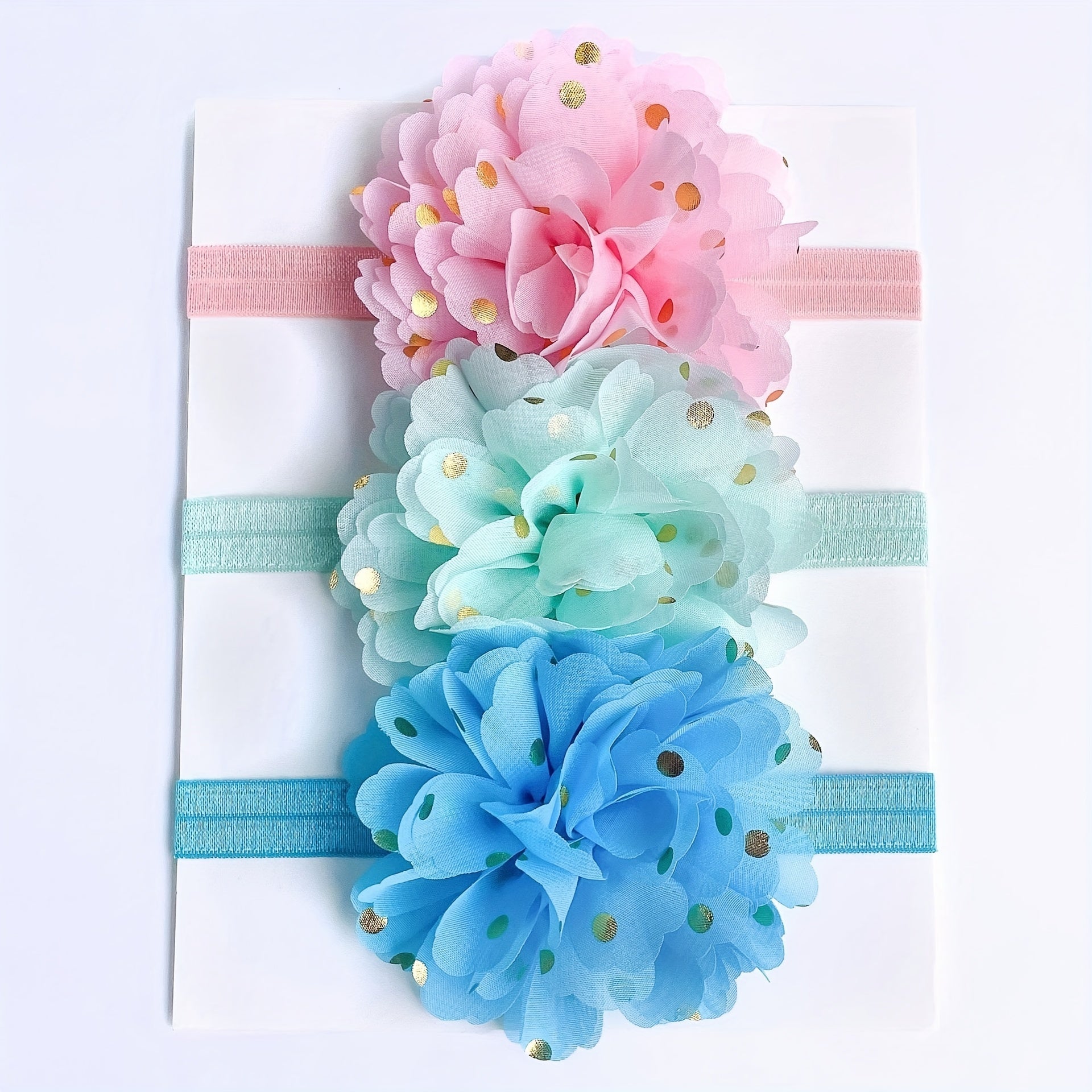 3pcs Baby Girls Flowers Headbands Hair Wraps Elastics Hairbands for Newborn