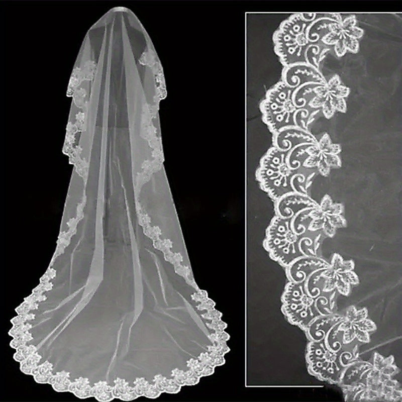 Bridal Lace Veil Floral Single Layer Headcloth Wedding