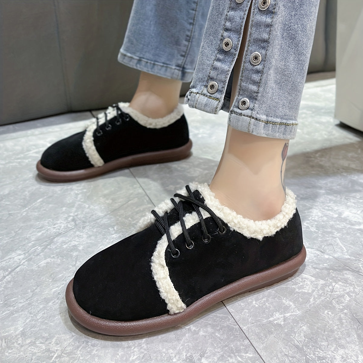 Women's Plush Lined Retro Low Top Snow Shoes