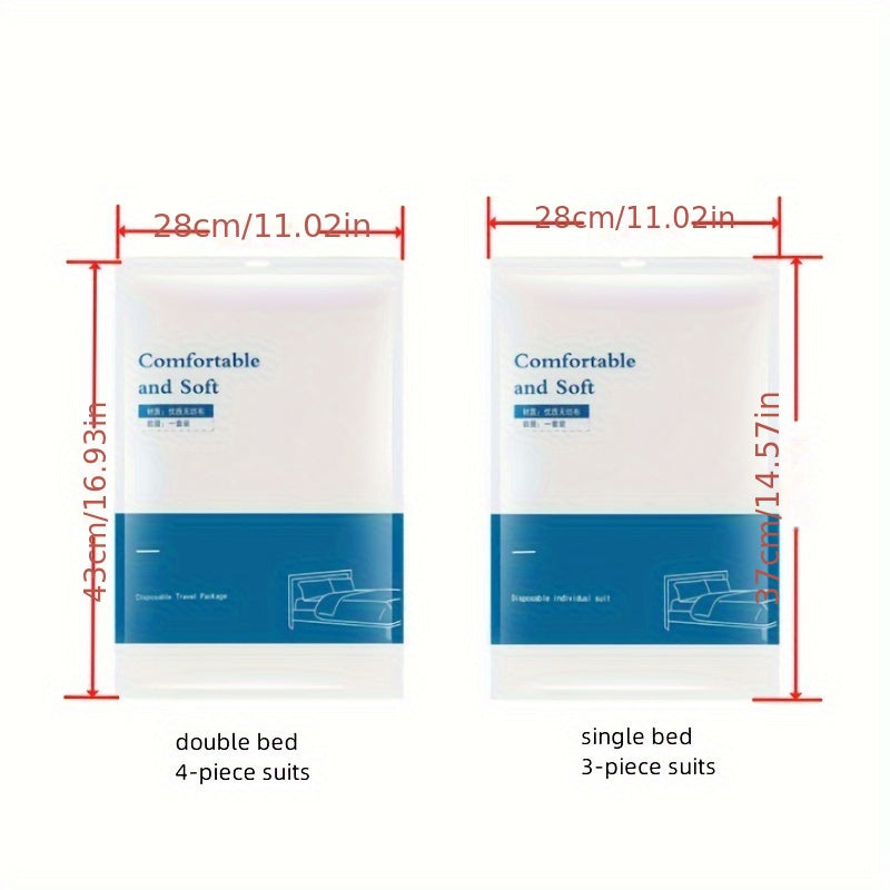 4pc Disposable Hotel Quilt Bed Sheet Pillowcase Set