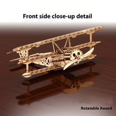 3D Wooden Puzzle Two Wing Aircraft DIY Craft Plane Model Christmas Gift
