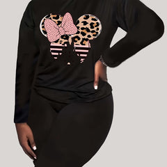 Women's Plus Size Graphic Print Top & Leggings Outfits Set