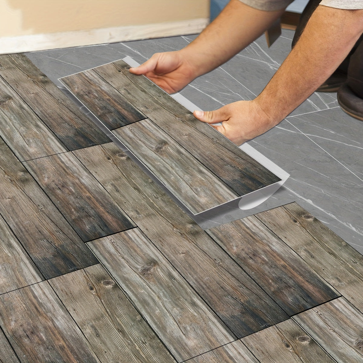 6PCS 15 01 40 01cm Wood Grain Floor Sticker, Waterproof Non-slip Tile Sticker