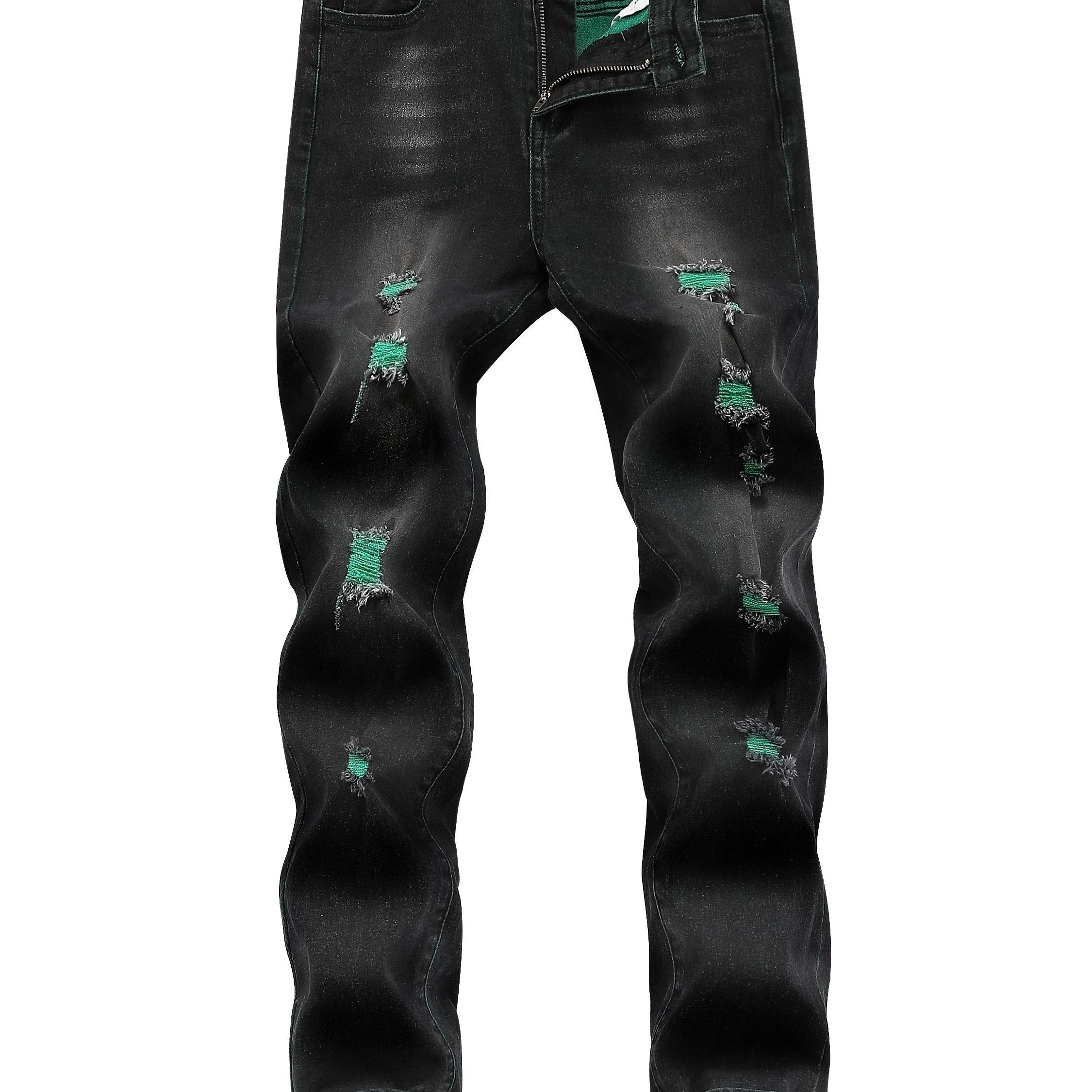 Boys Ripped Jeans Slim Fit Washed Denim Pants