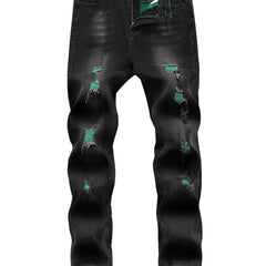 Boys Ripped Jeans Slim Fit Washed Denim Pants