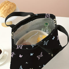 Butterfly Printed Portable Lunch Bag Waterproof Thermal Insulated Bag