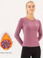 Women's Crew Neck Fleece Thermal Long Sleeve Shirt