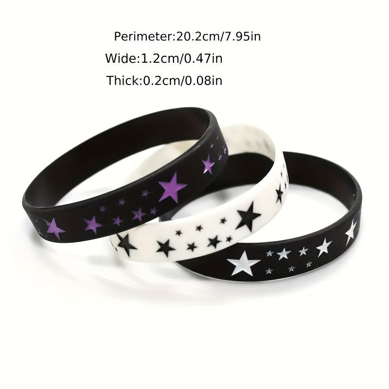 3PCS Silicone Inspirational Rubber Wristband Elastic Neutral Wristband