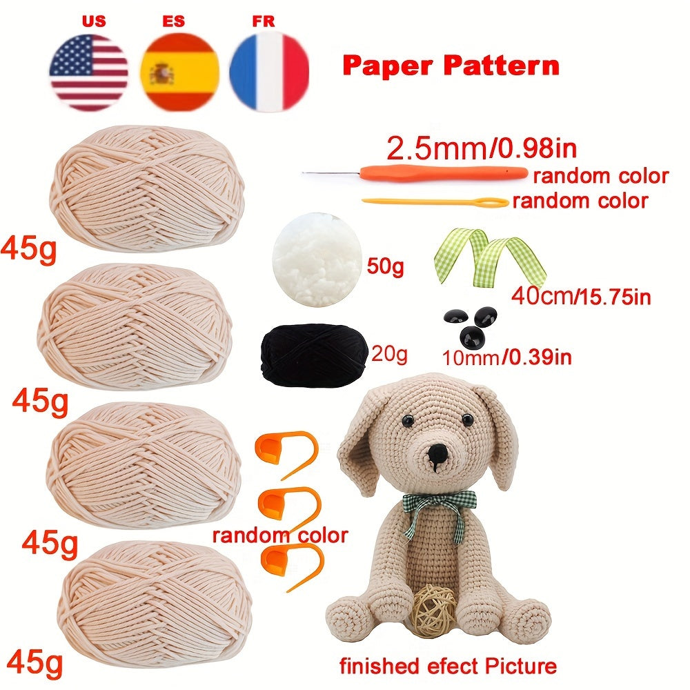 Unfinished Dog Crochet Kit Needlework Puppy DIY Knitting Amigurumi Crafts