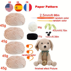 Unfinished Dog Crochet Kit Needlework Puppy DIY Knitting Amigurumi Crafts