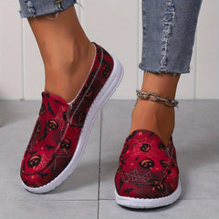 Scary Halloween Pattern Slip On Skate Shoes Soft Shock Absorption Loafers