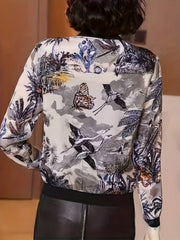 Solid Zip Up Jacket Baseball Neck Long Sleeve Outerwear