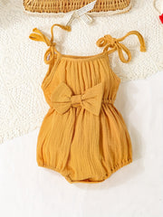 Sweet Infant Baby Girls Bowknot Suspenders Cotton Cami Onesie Romper