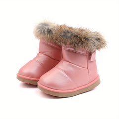 Girls Ankle Snow Boots Non Slip Plus Fleece Hook And Loop Fastener