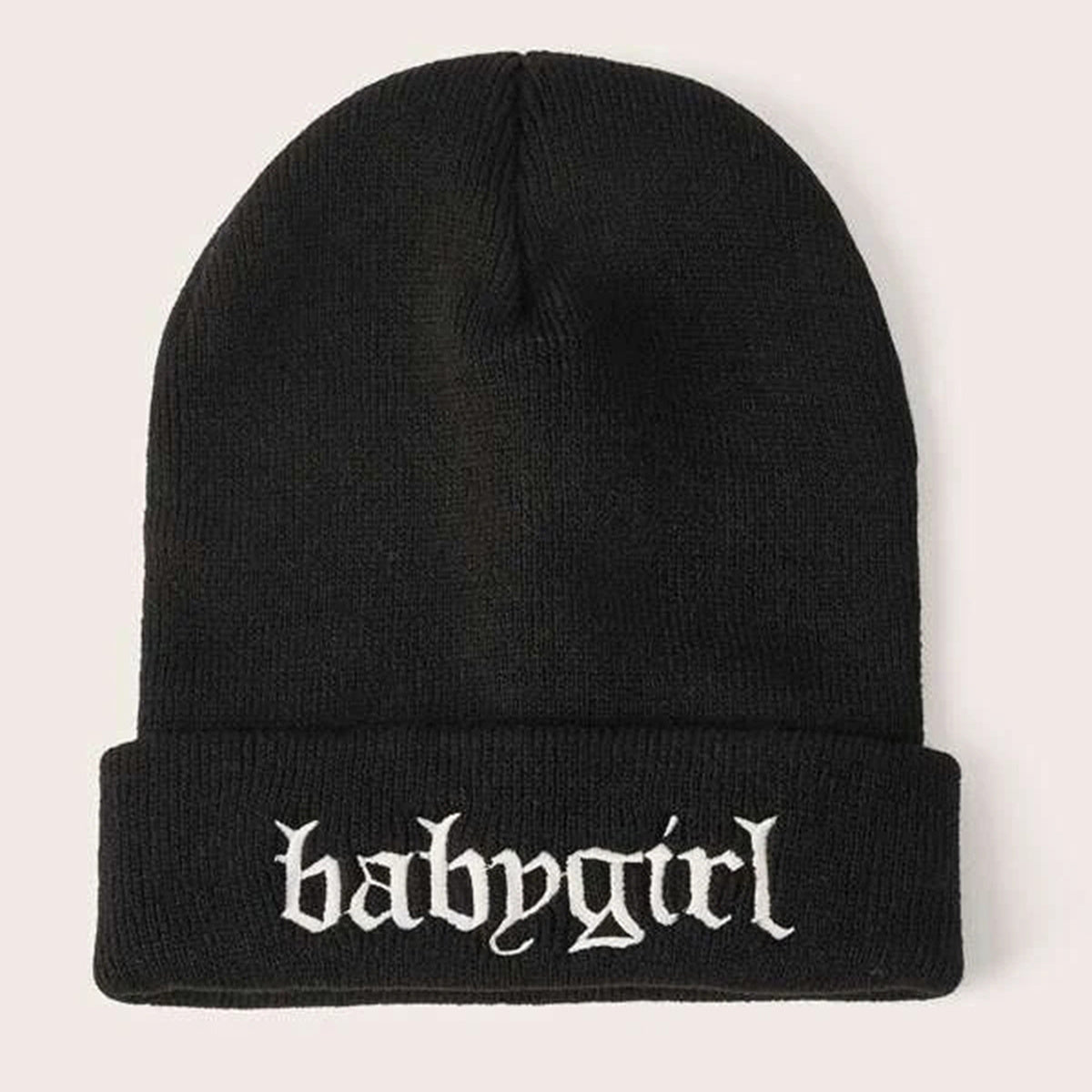 Babygirl Slogan Knitted Hat Embroidered Acrylic Knit Beanie Cap Man Unisex