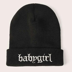 Babygirl Slogan Knitted Hat Embroidered Acrylic Knit Beanie Cap Man Unisex