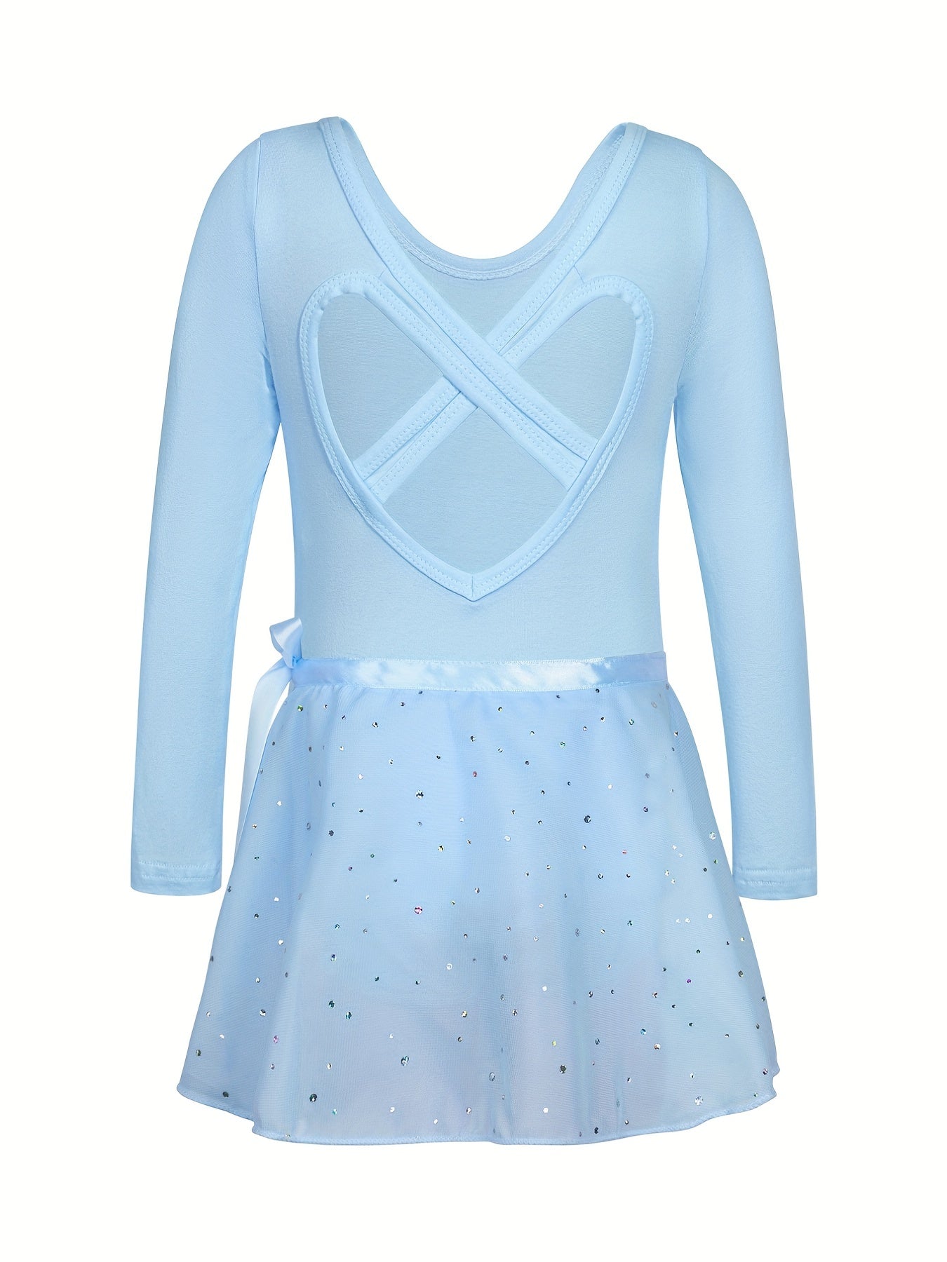 Girls Sequin Dancing Dress Long Sleeve Exercise Skirt