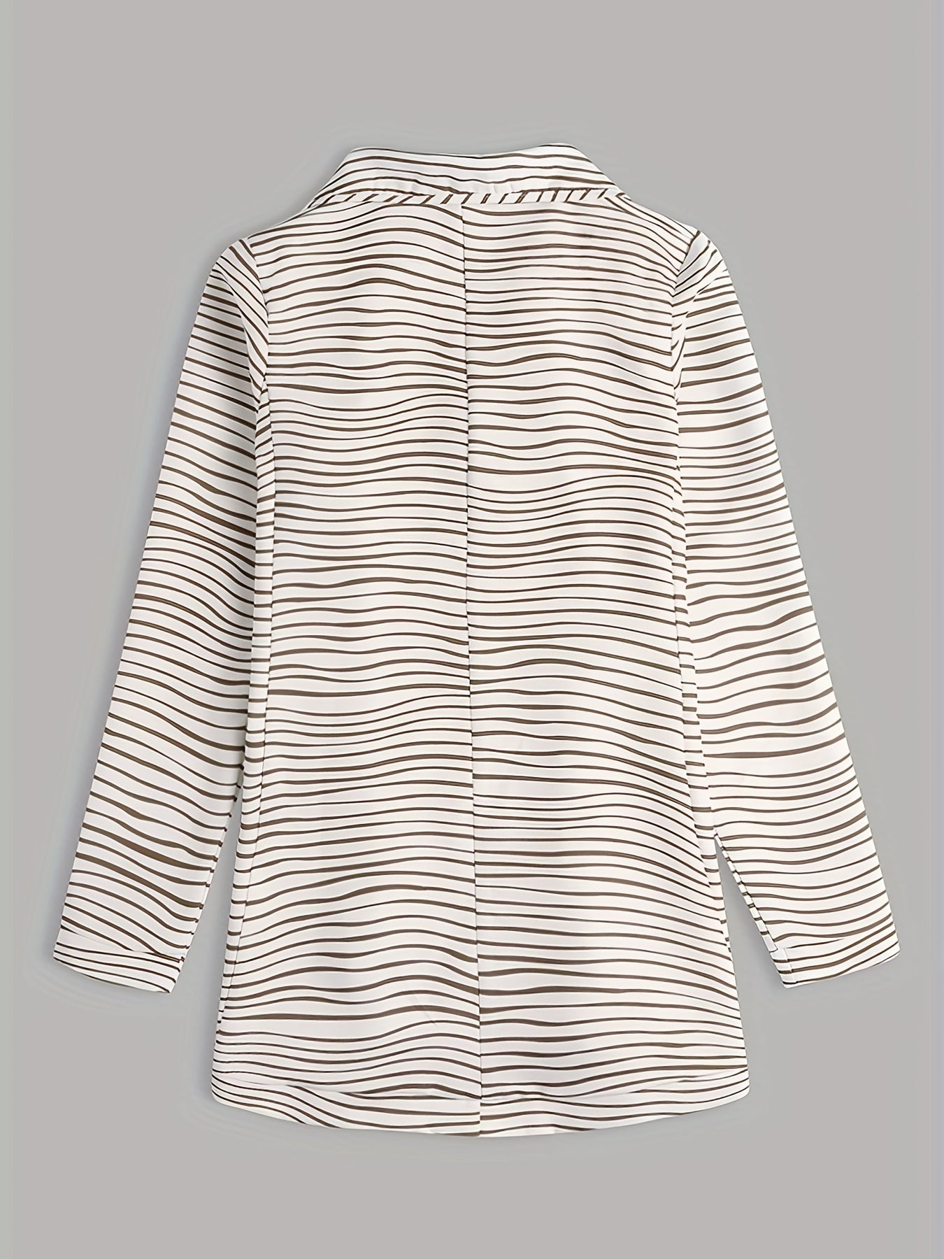 Striped Pattern Double Breasted Blazer Casual Lapel Neck Long Sleeve Blazer
