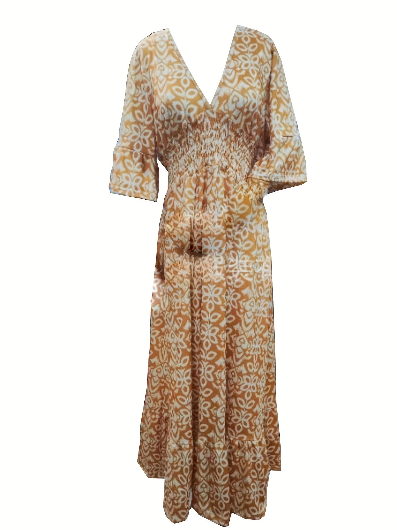 Floral Print V Neck Maxi Dress Plus Size