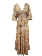 Floral Print V Neck Maxi Dress Plus Size