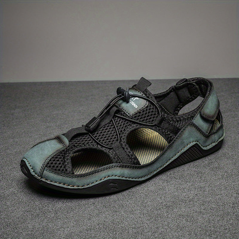 Men's Leather Mesh Lightweight Sneakers Outdoor Walking Shoes