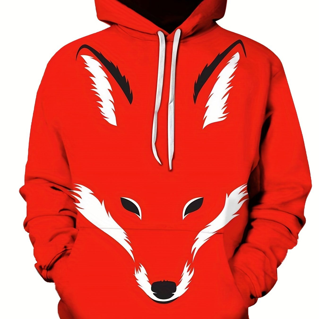 Men's Fox Graphic Hoodie Active Slightly Stretch 3D Print Hooded Sweatshirt