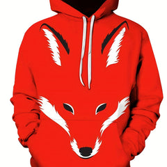 Men's Fox Graphic Hoodie Active Slightly Stretch 3D Print Hooded Sweatshirt